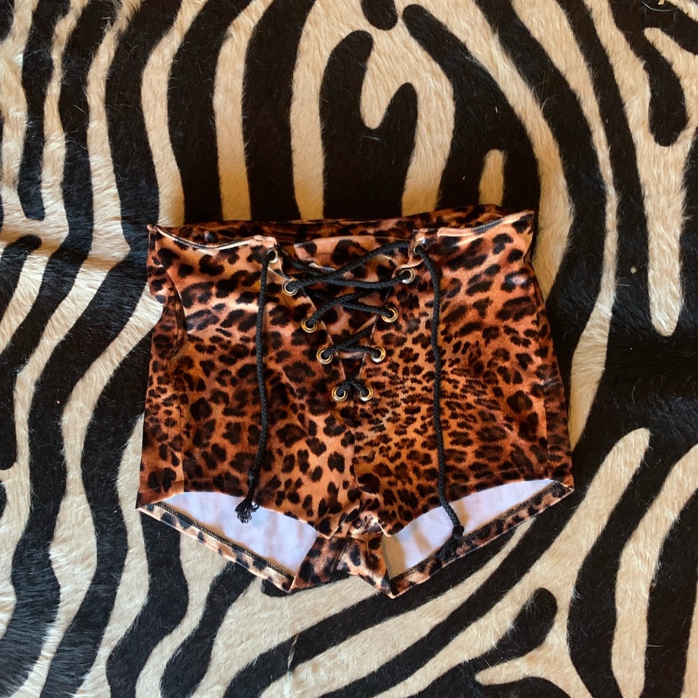 Velvet Lace Up Hot Shorts